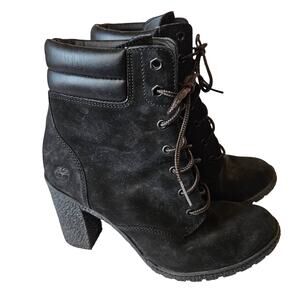 Timberland Tillston’s Lace Up Double Collar Black Leather Ankle Bootie Women's 7